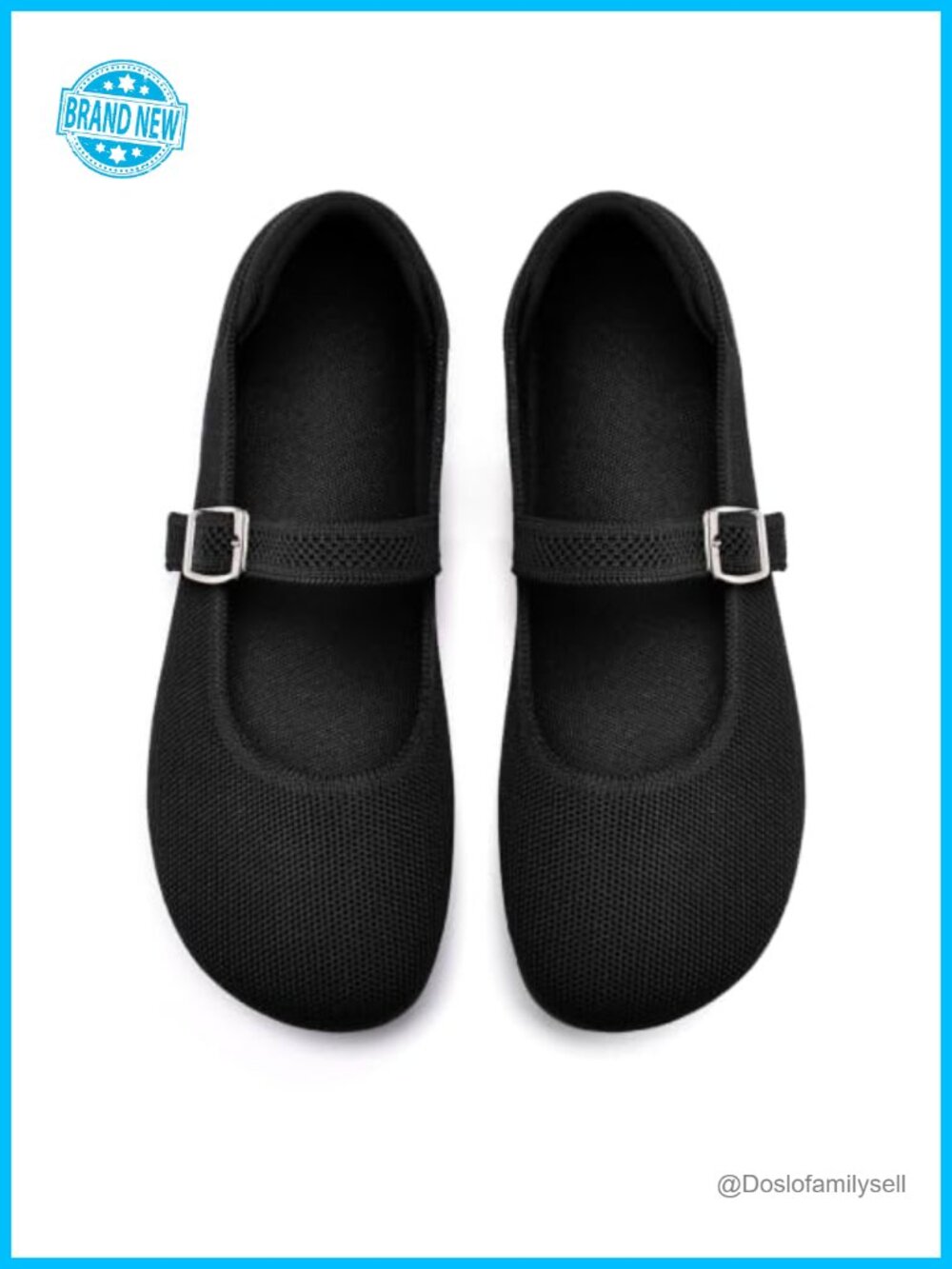 Barefoot Wide Toe Box Zero Drop Knit Mary Jane Flats Adjustable Strap